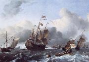 Ludolf Backhuysen The Eendracht and a Fleet of Dutch Men-of-War oil